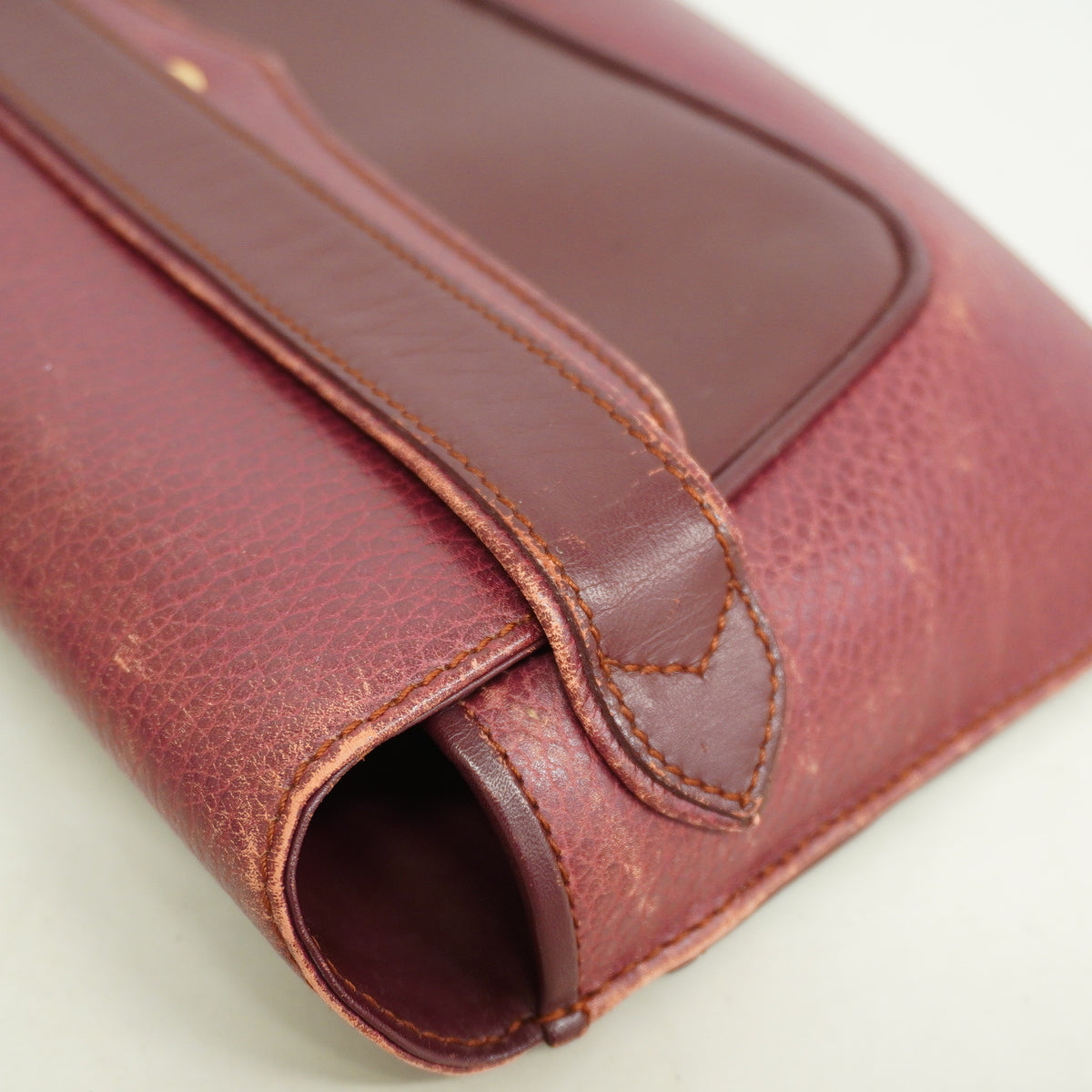 【6ia0754】カルティエ クラッチバッグ マスト レザー ボルドー ゴールド金具【中古】メンズ レディース ユニセックス