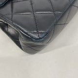 【6ia0789-h】シャネル ショルダーバッグ マトラッセ Wフラップ Wチェーン ラムスキン ブラック ゴールド金具【中古】レディース