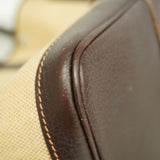 【6ia0809-h】エルメス トートバッグ ガーデンパーティPM トワルアッシュ ブラウン シルバー金具 □F刻印【中古】レディース
