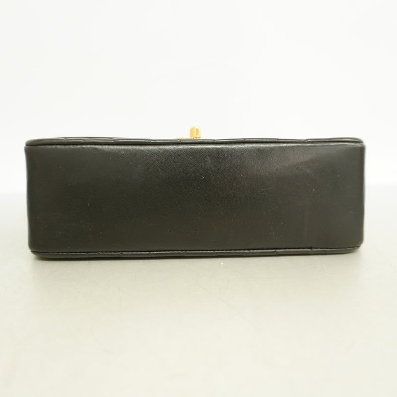 【6ia0810-h】シャネル ショルダーバッグ ダイアナ チェーンショルダー ラムスキン ブラック ゴールド金具【中古】レディース