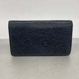 【6ia0822】シャネル 長財布 カメリア ラムスキン ブラック シルバー金具【中古】レディース