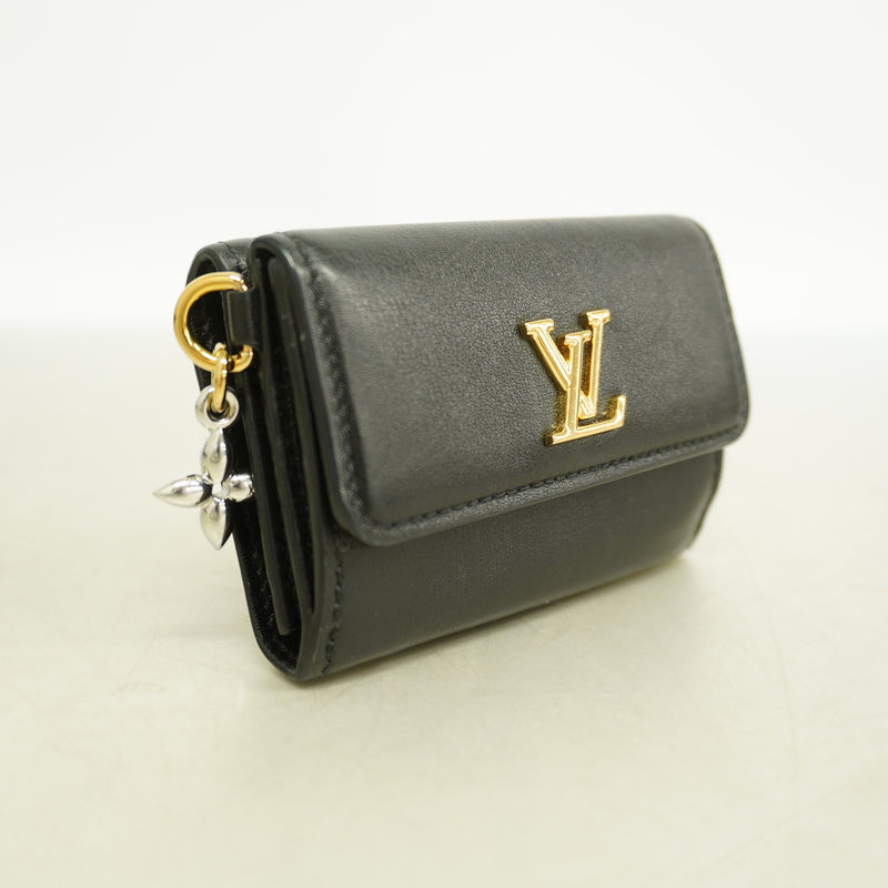 【6ia0826】ルイヴィトン 三つ折り財布 LV ブルーム ミニトリフォールドウォレットLVブルーム M29447 ブラック【中古】レディース