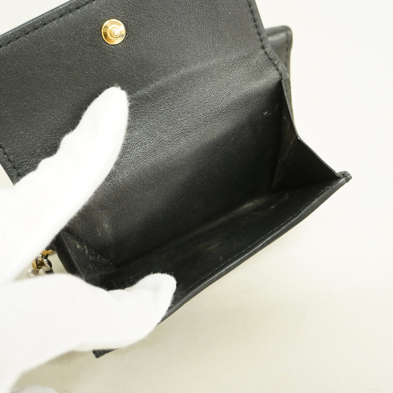 【6ia0826】ルイヴィトン 三つ折り財布 LV ブルーム ミニトリフォールドウォレットLVブルーム M29447 ブラック【中古】レディース