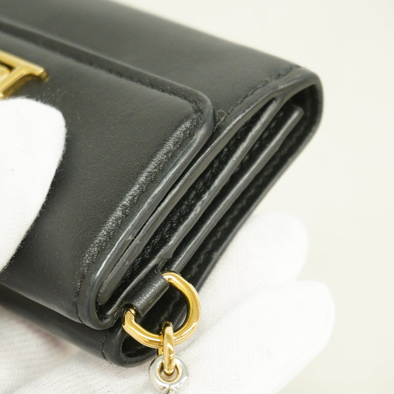 【6ia0826】ルイヴィトン 三つ折り財布 LV ブルーム ミニトリフォールドウォレットLVブルーム M29447 ブラック【中古】レディース