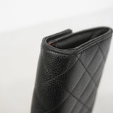【6ia0845】シャネル 長財布 マトラッセ キャビアスキン ブラック シャンパンゴールド金具【中古】レディース