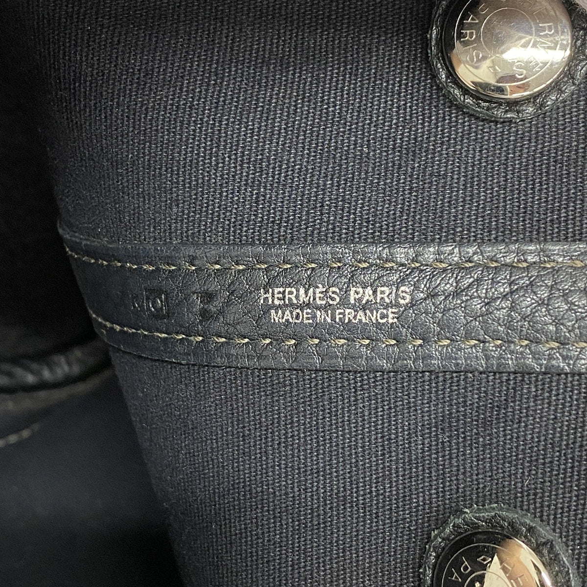 【6ia0865】エルメス トートバッグ ガーデンパーティTPM トワルオフィシエ ブラック シルバー金具 □O刻印【中古】レディース
