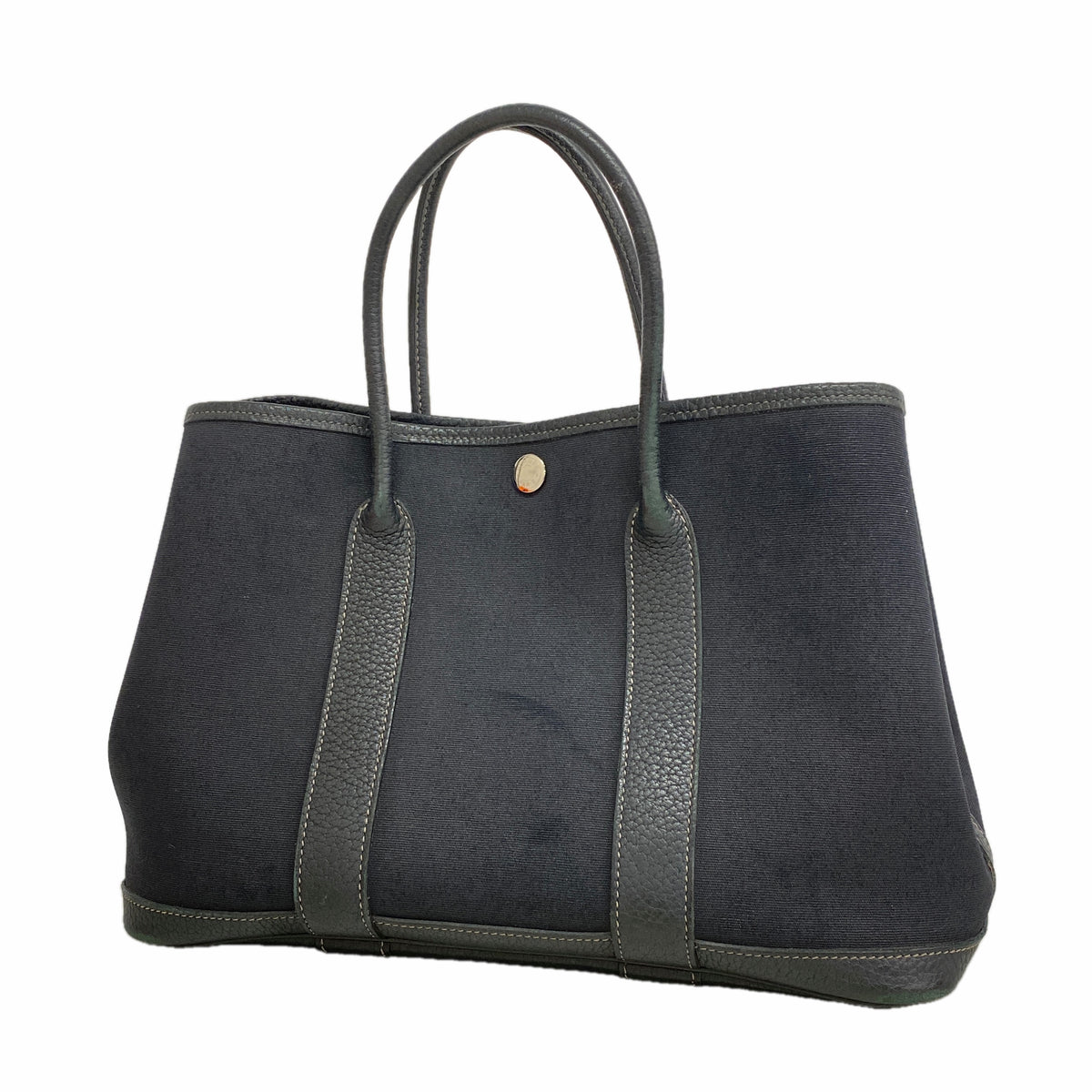 【6ia0865】エルメス トートバッグ ガーデンパーティTPM トワルオフィシエ ブラック シルバー金具 □O刻印【中古】レディース