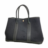 【6ia0865】エルメス トートバッグ ガーデンパーティTPM トワルオフィシエ ブラック シルバー金具 □O刻印【中古】レディース