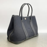 【6ia0865】エルメス トートバッグ ガーデンパーティTPM トワルオフィシエ ブラック シルバー金具 □O刻印【中古】レディース