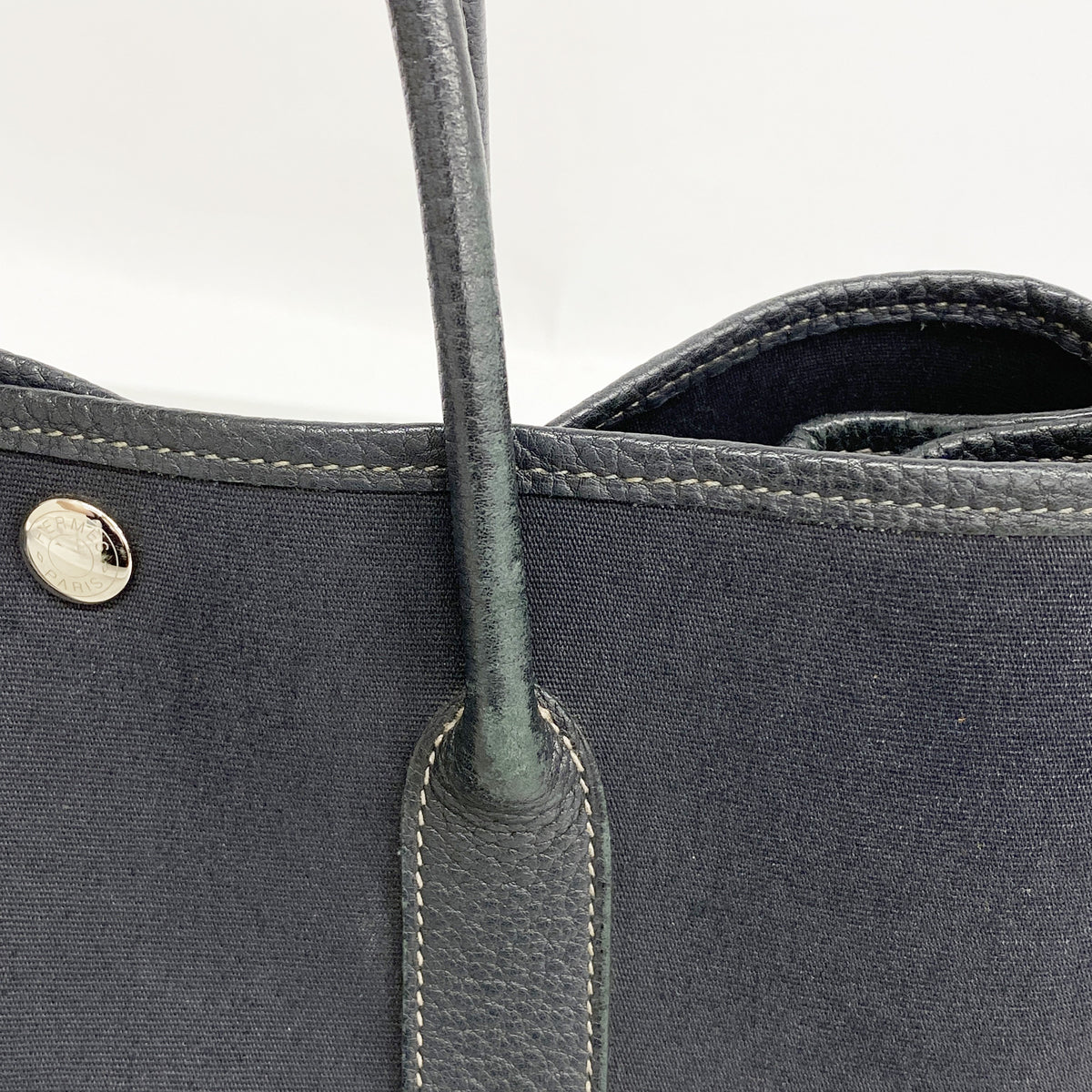 【6ia0865】エルメス トートバッグ ガーデンパーティTPM トワルオフィシエ ブラック シルバー金具 □O刻印【中古】レディース