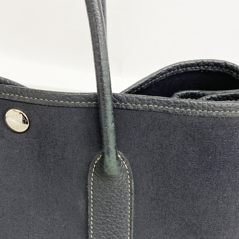 【6ia0865】エルメス トートバッグ ガーデンパーティTPM トワルオフィシエ ブラック シルバー金具 □O刻印【中古】レディース