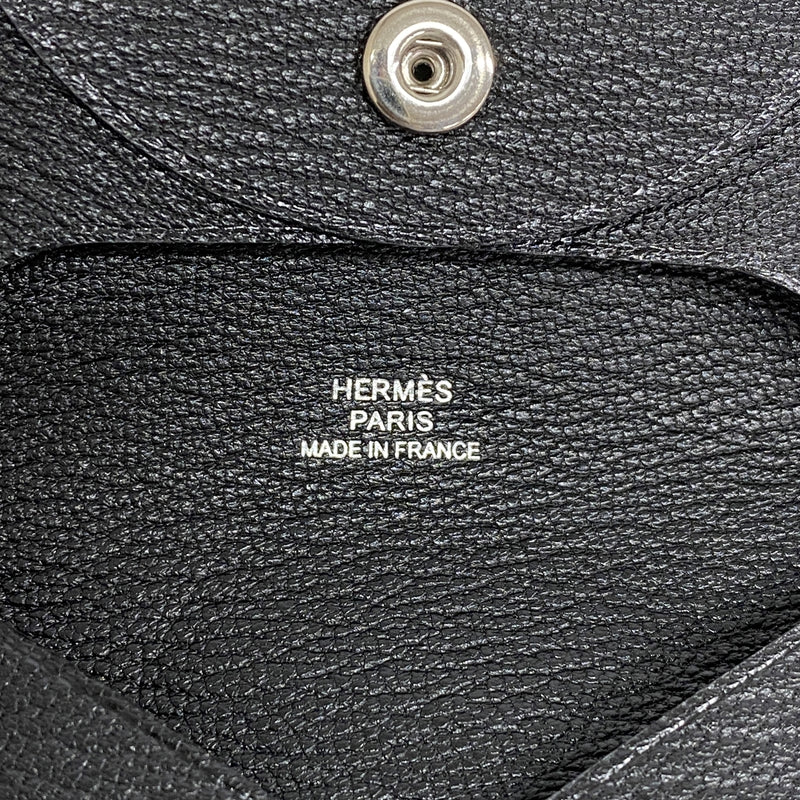 【6ia0866】エルメス コインケース バスティア シェブルミゾル ブラック シルバー金具 G刻印【中古】レディース