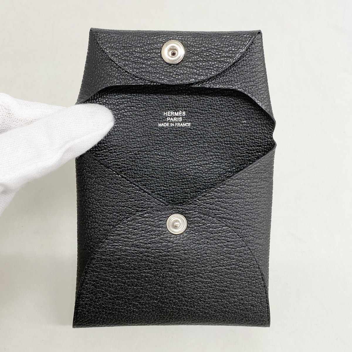 【6ia0866】エルメス コインケース バスティア シェブルミゾル ブラック シルバー金具 G刻印【中古】レディース