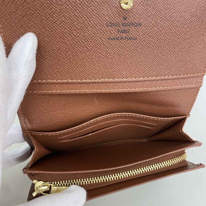 【6ia0867】ルイヴィトン 財布 モノグラム ポルトモネビエトレゾール M61730 ブラウン【中古】レディース