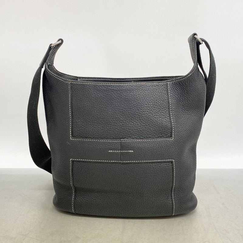【6ia0872】エルメス ショルダーバッグ グッドニュースPM トリヨンクレマンス ブラック シルバー金具 □L刻印【中古】レディース
