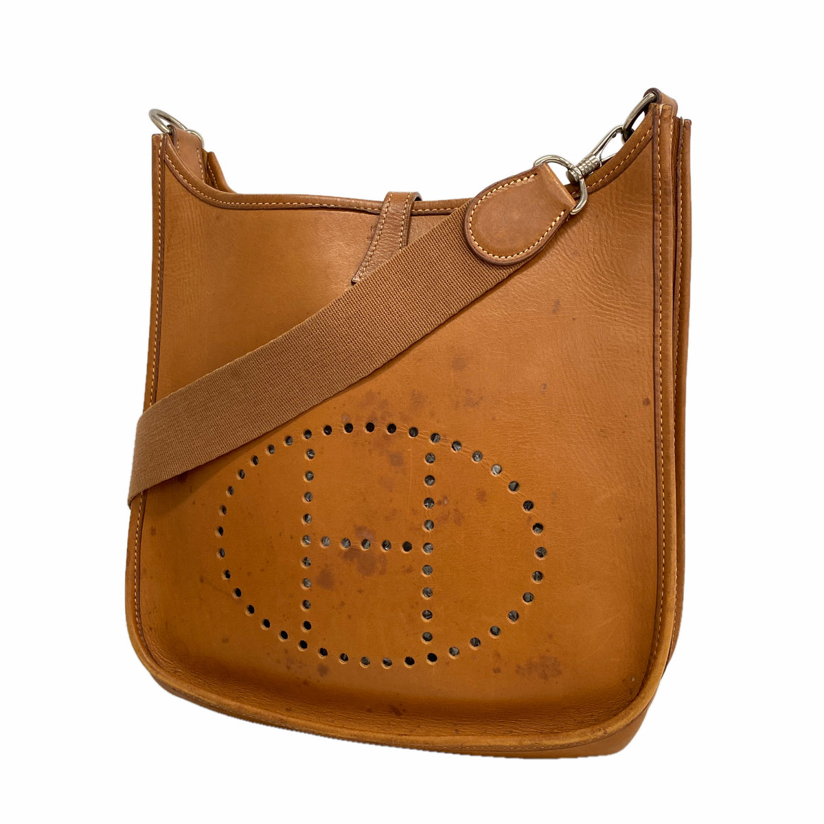 【6ia0874】エルメス ショルダーバッグ エヴリン1PM ヴァッシュ ナチュラル シルバー金具 □C刻印【中古】レディース
