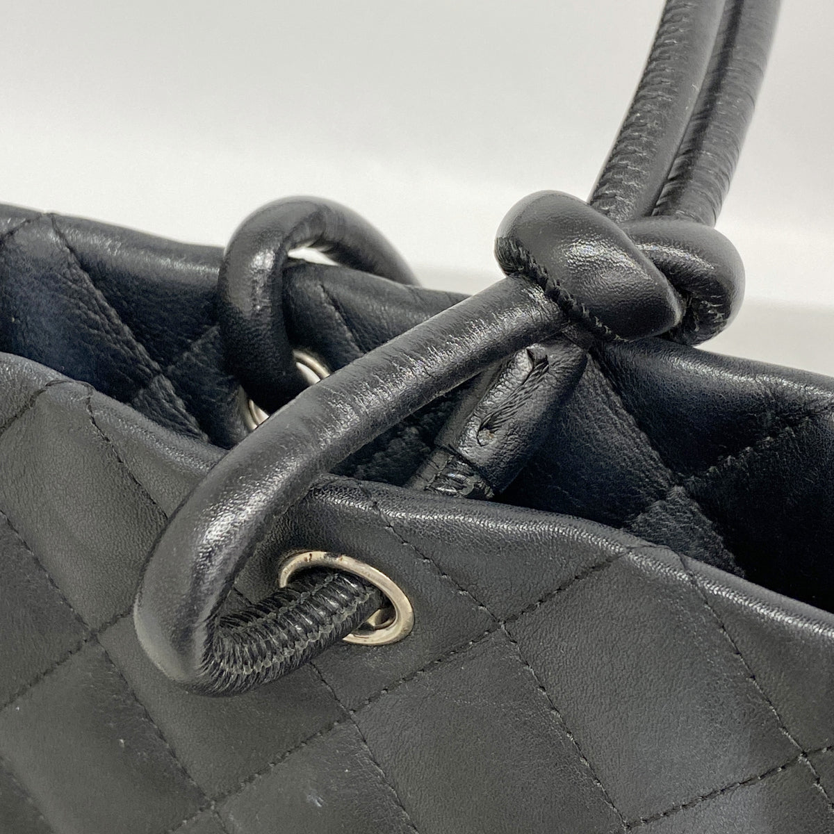 【6ia0876】シャネル トートバッグ カンボン ラムスキン ブラック シルバー金具【中古】レディース