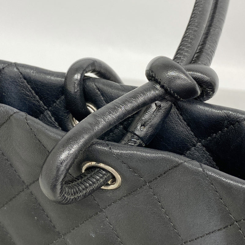 【6ia0876】シャネル トートバッグ カンボン ラムスキン ブラック シルバー金具【中古】レディース
