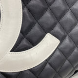【6ia0876】シャネル トートバッグ カンボン ラムスキン ブラック シルバー金具【中古】レディース