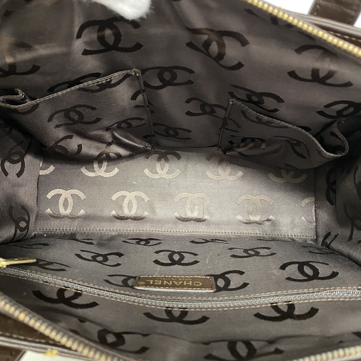 【6ia0877】シャネル トートバッグ ワイルドステッチ レザー ブラウン ゴールド金具【中古】レディース