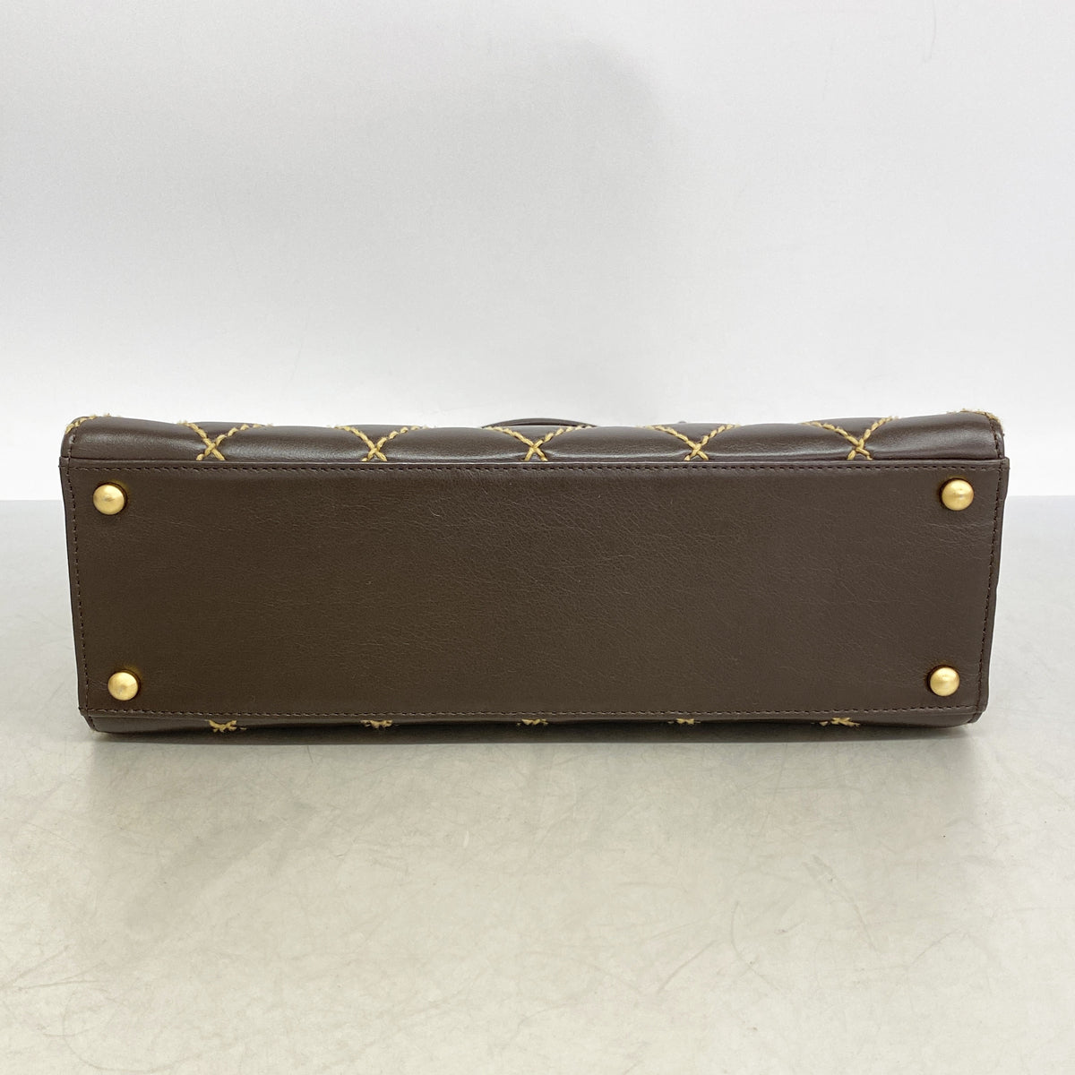【6ia0877】シャネル トートバッグ ワイルドステッチ レザー ブラウン ゴールド金具【中古】レディース