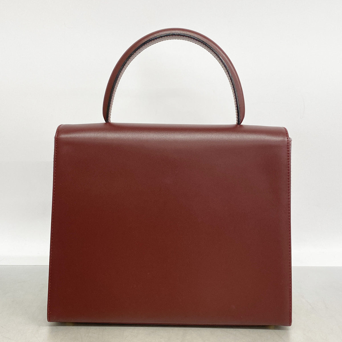 【6ia0928】カルティエ ハンドバッグ マスト レザー ボルドー ゴールド金具【中古】レディース