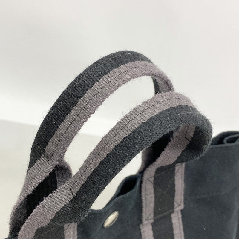 【6ia0929】エルメス ハンドバッグ フールトゥPM キャンバス ブラック シルバー金具【中古】レディース