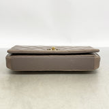 【6ia0939】シャネル ショルダーバッグ マトラッセ チェーンショルダー ラムスキン グレージュ ゴールド金具【中古】レディース