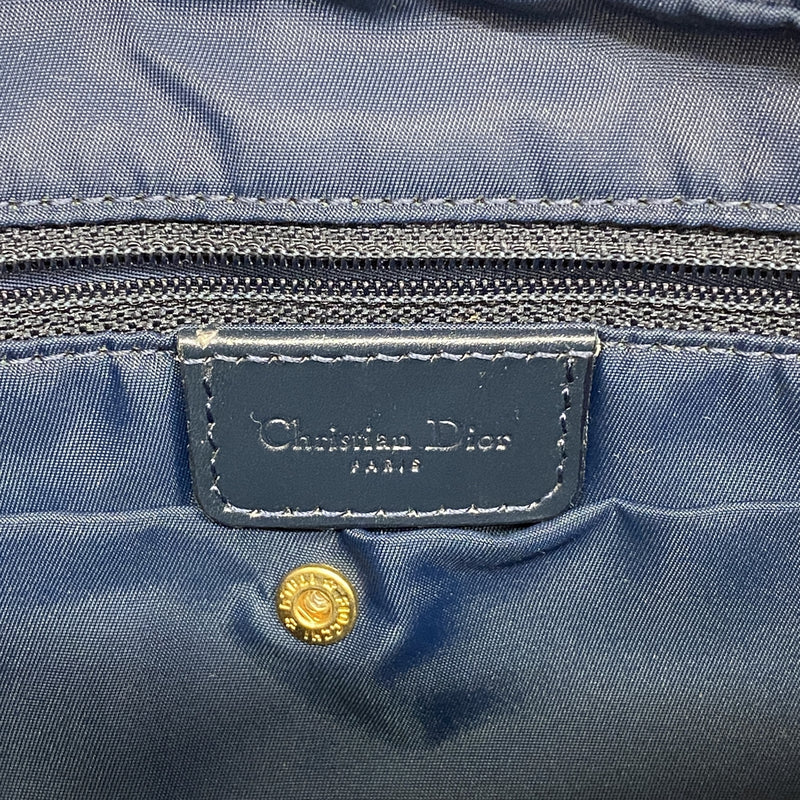 【6ia0948】クリスチャンディオール ショルダーバッグ トロッター キャンバス ネイビー ゴールド金具【中古】レディース