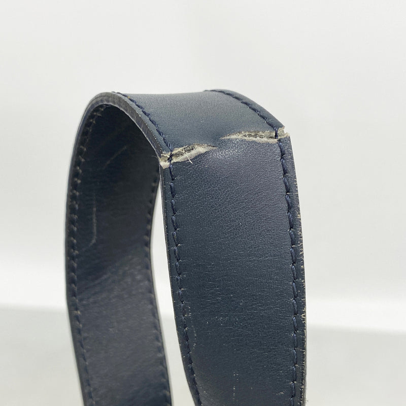 【6ia0948】クリスチャンディオール ショルダーバッグ トロッター キャンバス ネイビー ゴールド金具【中古】レディース