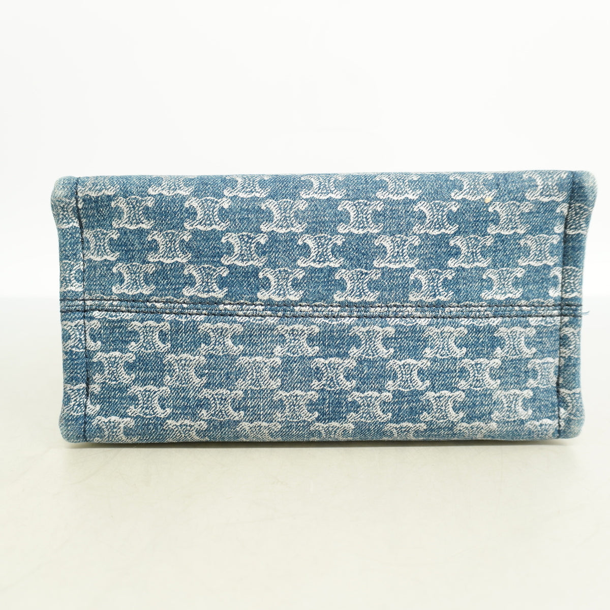 【6ia0970】セリーヌ トートバッグ トリオンフ デニム ブルー シルバー金具 2wayバッグ【中古】レディース