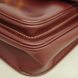 【6ia0972】カルティエ ショルダーバッグ マスト レザー ボルドー ゴールド金具【中古】レディース