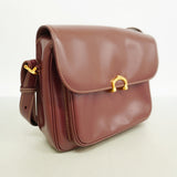 【6ia0972】カルティエ ショルダーバッグ マスト レザー ボルドー ゴールド金具【中古】レディース