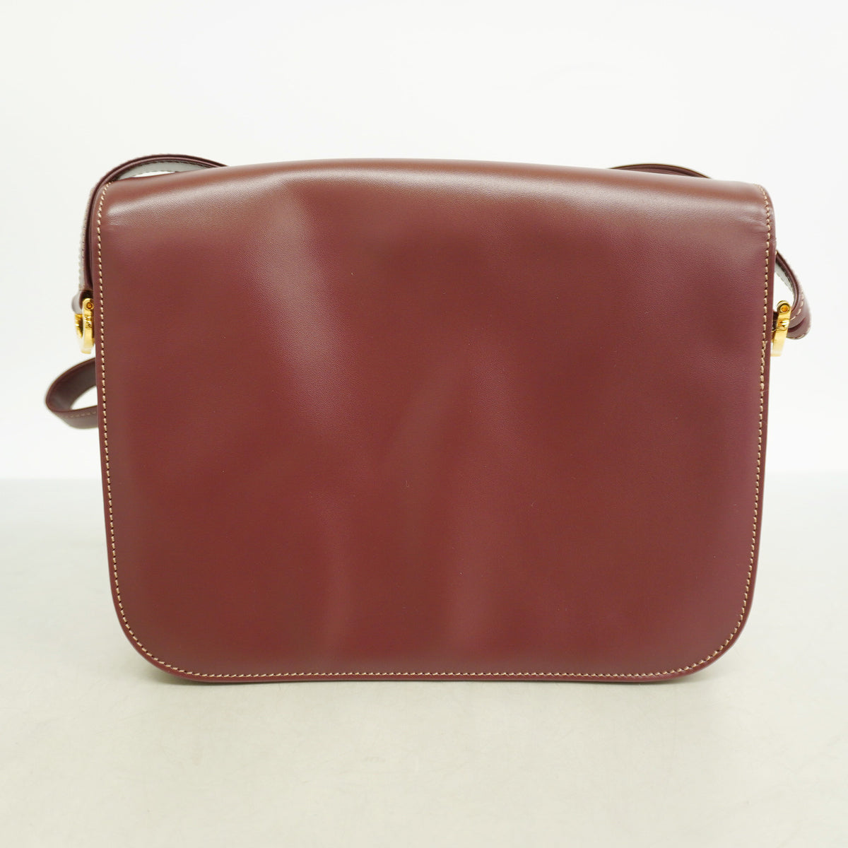 【6ia0972】カルティエ ショルダーバッグ マスト レザー ボルドー ゴールド金具【中古】レディース
