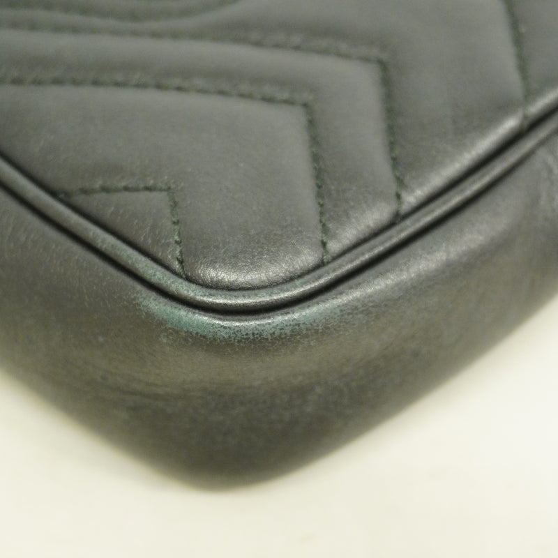 【6ia0978】グッチ ショルダーバッグ GGマーモント 476433 レザー ブラック ゴールド金具【中古】レディース