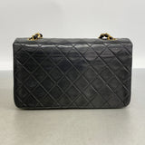 【6ia0985】シャネル ショルダーバッグ マトラッセ チェーンショルダー ラムスキン ブラック ゴールド金具【中古】レディース