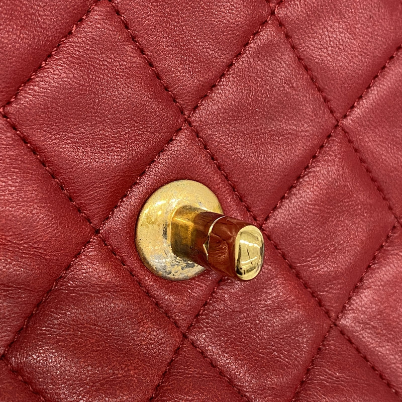 【6ia0986】シャネル ショルダーバッグ ミニマトラッセ チェーンショルダー ラムスキン レッド ゴールド金具【中古】レディース