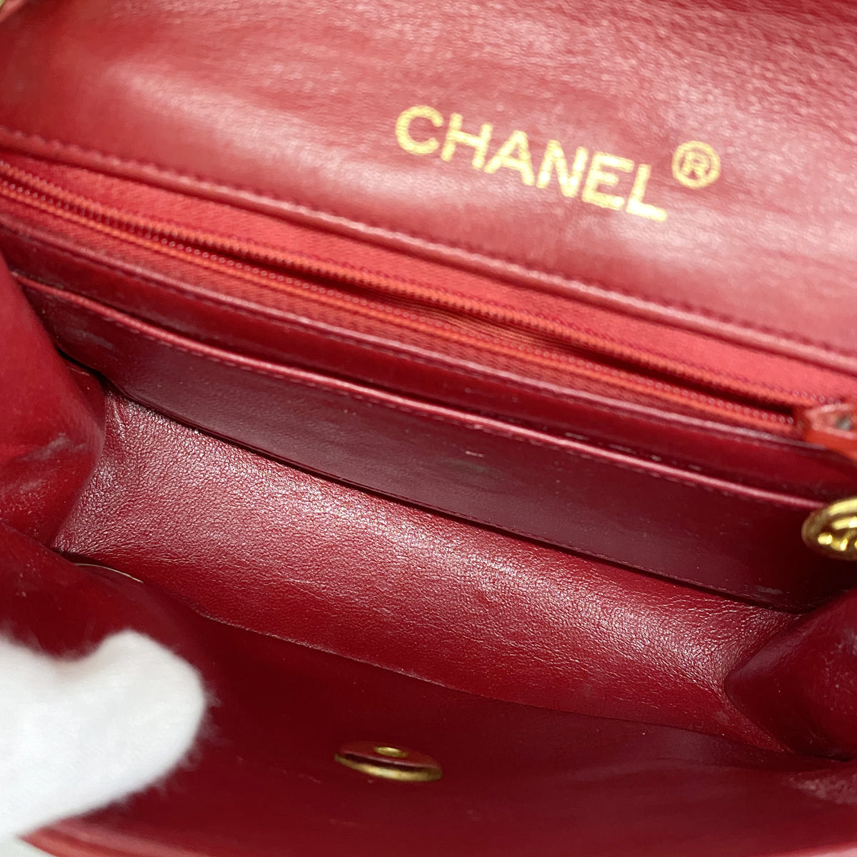 【6ia0986】シャネル ショルダーバッグ ミニマトラッセ チェーンショルダー ラムスキン レッド ゴールド金具【中古】レディース