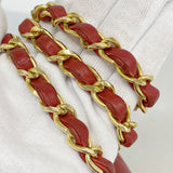 【6ia0986】シャネル ショルダーバッグ ミニマトラッセ チェーンショルダー ラムスキン レッド ゴールド金具【中古】レディース