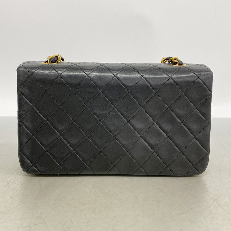 【6ia0987】シャネル ショルダーバッグ マトラッセ チェーンショルダー ラムスキン ブラック ゴールド金具【中古】レディース