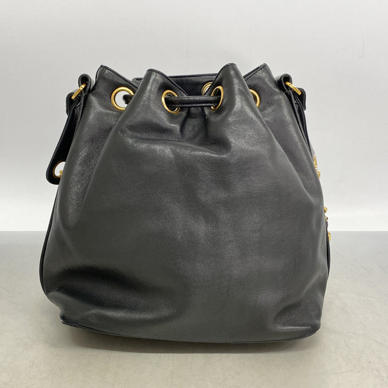 【6ia1003】シャネル ショルダーバッグ チェーンショルダー ラムスキン ブラック ゴールド金具【中古】レディース