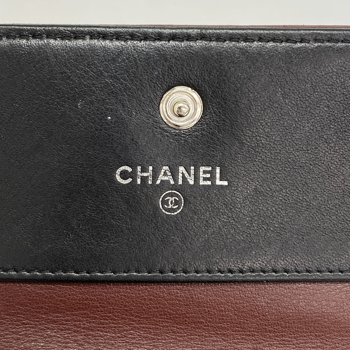 【6ia1028】シャネル 三つ折り財布 ビコローレ レザー ブラック シルバー金具【中古】レディース