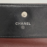 【6ia1028】シャネル 三つ折り財布 ビコローレ レザー ブラック シルバー金具【中古】レディース