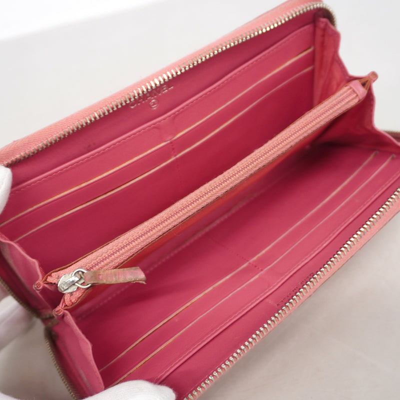 【6ia1039】シャネル 長財布 シンプリーCC ラムスキン ピンク シルバー金具【中古】レディース