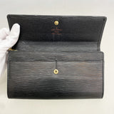 【6ia1048】ルイヴィトン 長財布 エピ ポシェットポルトモネクレディ M63572 ノワール【中古】レディース