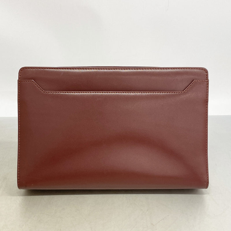 【6ia1050】カルティエ クラッチバッグ マスト レザー ボルドー ゴールド金具【中古】メンズ