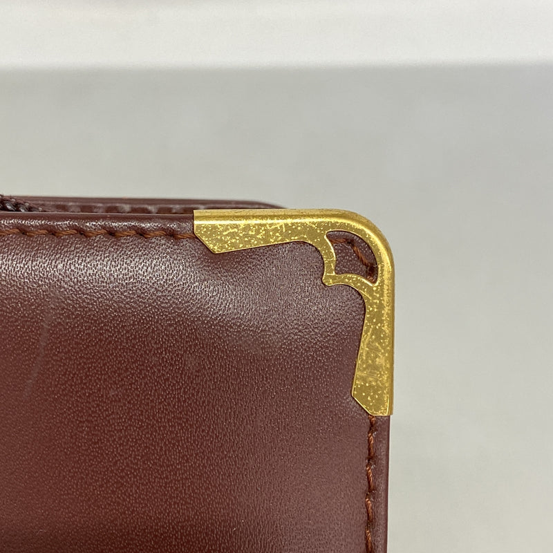 【6ia1050】カルティエ クラッチバッグ マスト レザー ボルドー ゴールド金具【中古】メンズ