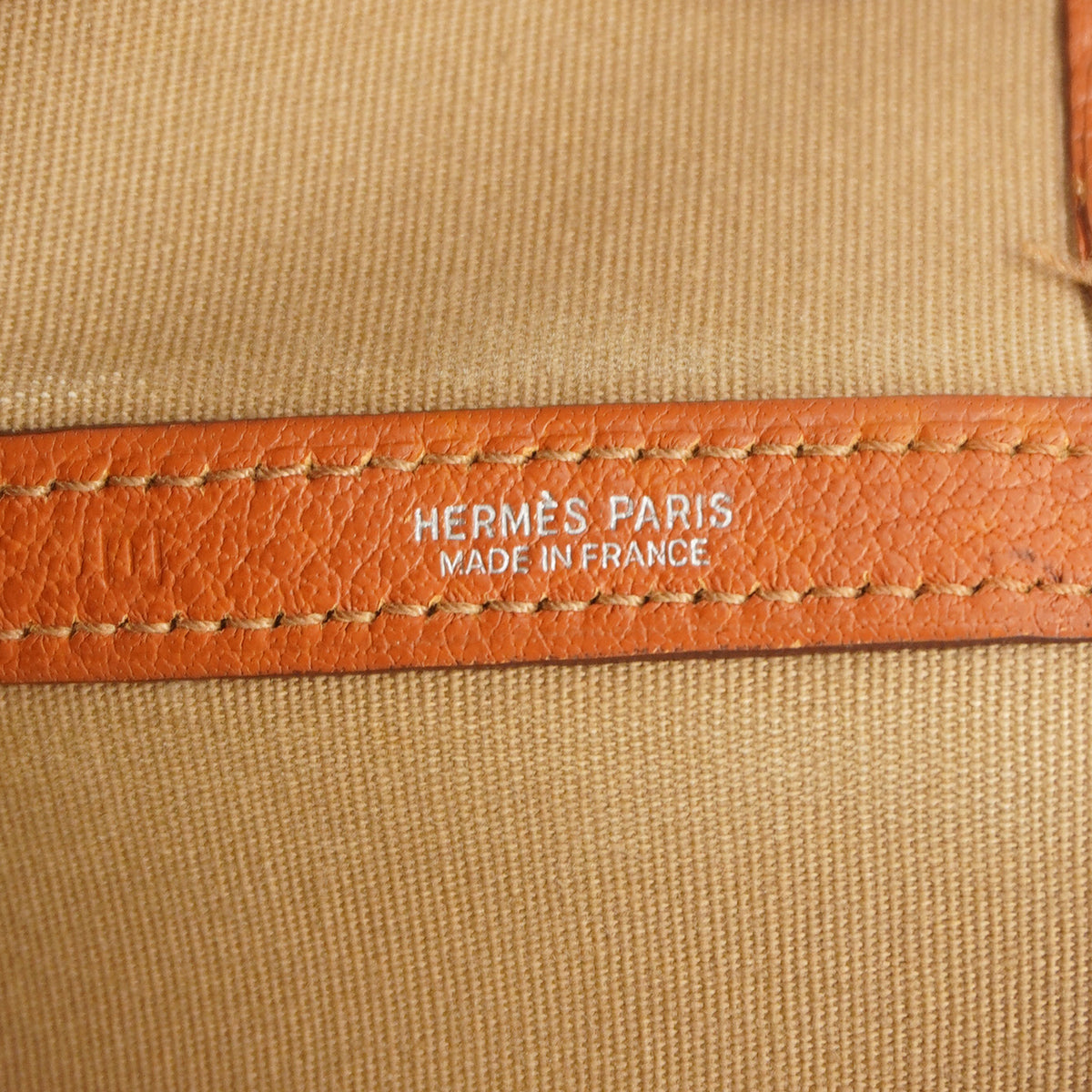 【6ia1057】エルメス トートバッグ ガーデンパーティPM トワルオフィシエ オレンジ シルバー金具 □I刻印【中古】レディース