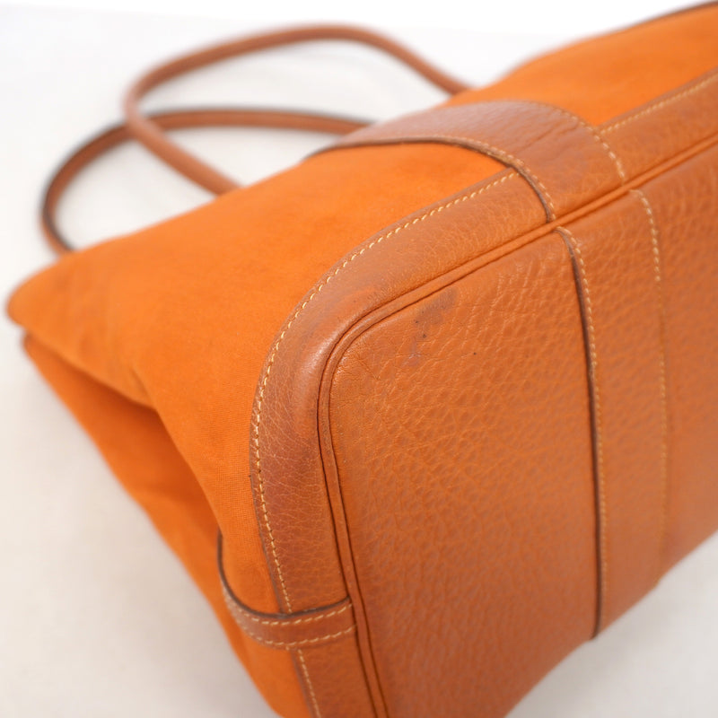 【6ia1057】エルメス トートバッグ ガーデンパーティPM トワルオフィシエ オレンジ シルバー金具 □I刻印【中古】レディース