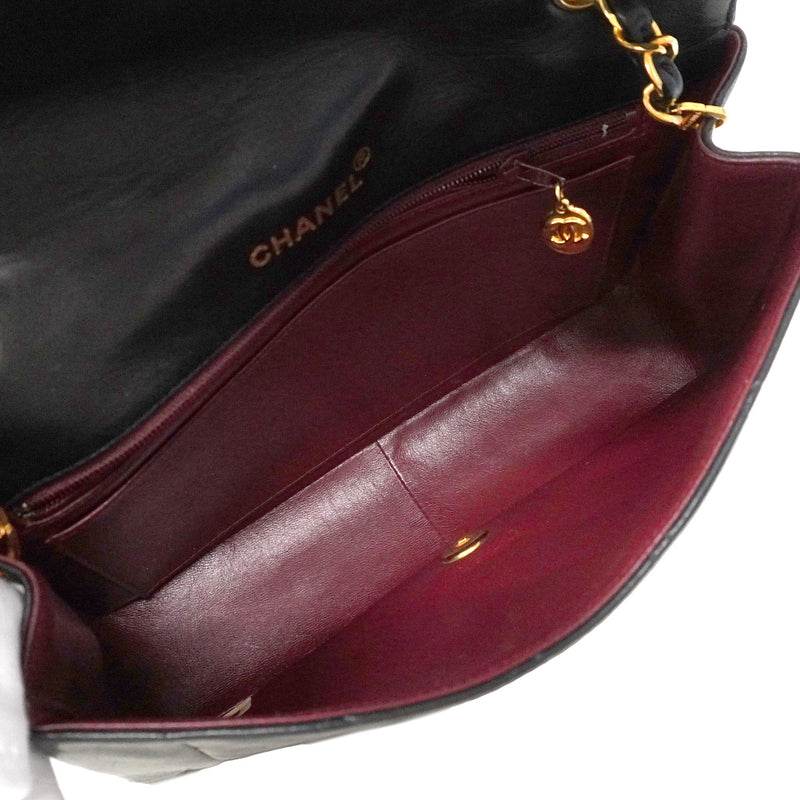 【6ia1065】シャネル ショルダーバッグ ダイアナ チェーンショルダー ラムスキン ブラック ゴールド金具【中古】レディース
